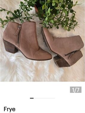 Frye Taupe Suede Side-Zip Ankle Booties